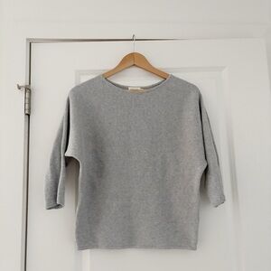 The Reset R Label Ribbed Cotton Linen Pullover Sweater Dolman Sleeve Boatneck